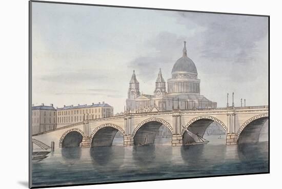 View of Blackfriars Bridge and St Paul's Cathedral, London, 1790-null-Mounted Giclee Print