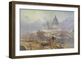 View of Blackfriars Bridge and St Paul's Cathedral, London, 1840-David Roberts-Framed Giclee Print