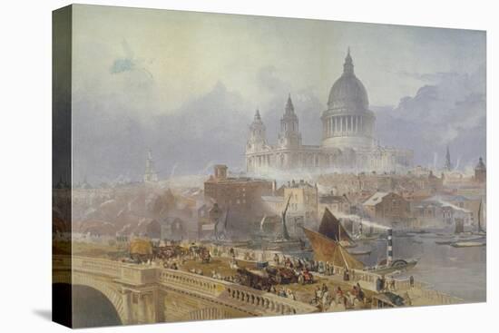 View of Blackfriars Bridge and St Paul's Cathedral, London, 1840-David Roberts-Stretched Canvas