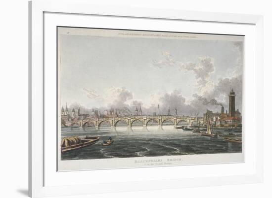 View of Blackfriars Bridge from the Strand Bridge, London, 1815-Thomas Hosmer Shepherd-Framed Giclee Print