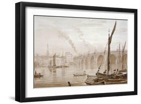 View of Blackfriars Bridge from the Surrey Shore, with Boats in the Foreground, London, C1825-Luke Clennell-Framed Giclee Print