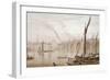 View of Blackfriars Bridge from the Surrey Shore, with Boats in the Foreground, London, C1825-Luke Clennell-Framed Giclee Print