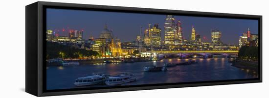View of Blackfriars Bridge over the River Thames, St. Paul's Cathedral and The City of London-Frank Fell-Framed Stretched Canvas