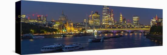 View of Blackfriars Bridge over the River Thames, St. Paul's Cathedral and The City of London-Frank Fell-Stretched Canvas
