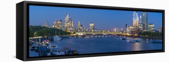 View of Blackfriars Bridge, River Thames and The City of London skyline at dusk, London, England-Frank Fell-Framed Stretched Canvas