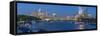 View of Blackfriars Bridge, River Thames and The City of London skyline at dusk, London, England-Frank Fell-Framed Stretched Canvas