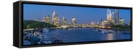View of Blackfriars Bridge, River Thames and The City of London skyline at dusk, London, England-Frank Fell-Framed Stretched Canvas