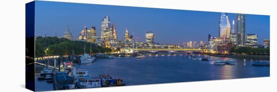 View of Blackfriars Bridge, River Thames and The City of London skyline at dusk, London, England-Frank Fell-Stretched Canvas