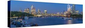 View of Blackfriars Bridge, River Thames and The City of London skyline at dusk, London, England-Frank Fell-Stretched Canvas