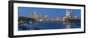 View of Blackfriars Bridge, River Thames and The City of London skyline at dusk, London, England-Frank Fell-Framed Photographic Print
