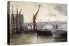 View of Blackfriars Bridge, with Boats in the Foreground, London, C1835-Thomas Hollis-Stretched Canvas