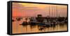 View of boats at a harbor during sunset, Rockland Harbor, Rockland, Knox County, Maine, USA-null-Framed Stretched Canvas