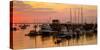 View of boats at a harbor during sunset, Rockland Harbor, Rockland, Knox County, Maine, USA-null-Stretched Canvas