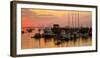 View of boats at a harbor during sunset, Rockland Harbor, Rockland, Knox County, Maine, USA-null-Framed Photographic Print