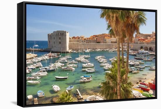 View of boats in Old Port, Dalmatian Coast, Adriatic Sea, Croatia, Eastern Europe.-Tom Haseltine-Framed Stretched Canvas