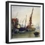 View of Boats Moored on the River Thames at Bankside, Southwark, London, C1830-Thomas Hollis-Framed Giclee Print