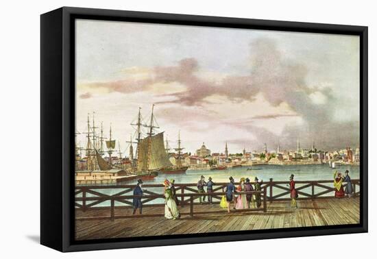 View of Boston and the South Boston Bridge C. 1829-Jacques Milbert-Framed Stretched Canvas