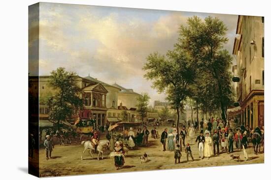 View of Boulevard Montmartre, Paris, 1830-Guiseppe Canella-Stretched Canvas