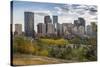 View of Bow River and Downtown from Sunnyside Bank Park, Calgary, Alberta, Canada, North America-Frank Fell-Stretched Canvas