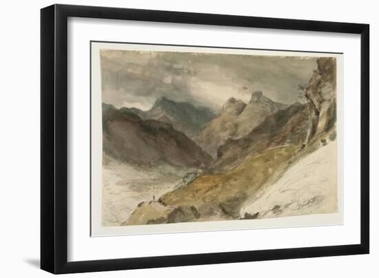 View of Bowfell (Cumbria) and the Langdale Pikes from near Harry Place, 1806 (W/C & Graphite on Buf-John Constable-Framed Giclee Print