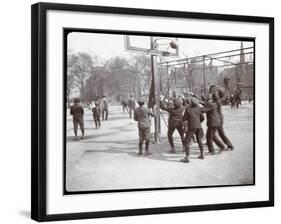 View of Boys Playing Basketball on a Court at Tompkins Square Park on Arbor Day, New York, 1904-Byron Company-Framed Giclee Print