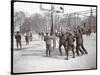 View of Boys Playing Basketball on a Court at Tompkins Square Park on Arbor Day, New York, 1904-Byron Company-Stretched Canvas