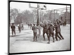 View of Boys Playing Basketball on a Court at Tompkins Square Park on Arbor Day, New York, 1904-Byron Company-Mounted Giclee Print