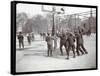 View of Boys Playing Basketball on a Court at Tompkins Square Park on Arbor Day, New York, 1904-Byron Company-Framed Stretched Canvas