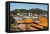 View of Brinchang Town and Chinese Temple, Cameron Highlands, Pahang, Malaysia, Asia-Jochen Schlenker-Framed Stretched Canvas