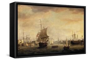 View of Bristol Dock and Quay, 1787-Thomas Whitcombe-Framed Stretched Canvas