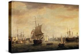 View of Bristol Dock and Quay, 1787-Thomas Whitcombe-Stretched Canvas