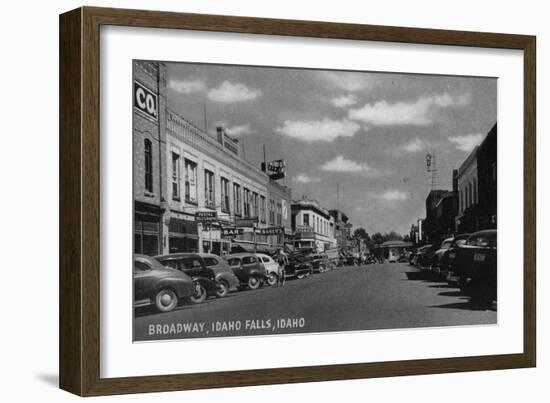 View of Broadway - Idaho Falls, ID-Lantern Press-Framed Art Print