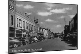 View of Broadway - Idaho Falls, ID-Lantern Press-Mounted Art Print