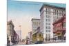 View of Broadway with Street Car - Oakland, CA-Lantern Press-Mounted Premium Giclee Print