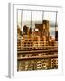 View of Brooklyn Bridge of the Watchtower Building at Sunset-Philippe Hugonnard-Framed Photographic Print