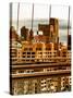 View of Brooklyn Bridge of the Watchtower Building at Sunset-Philippe Hugonnard-Stretched Canvas