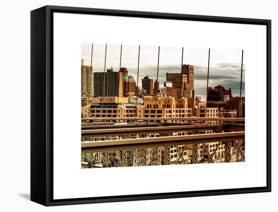 View of Brooklyn Bridge of the Watchtower Building at Sunset-Philippe Hugonnard-Framed Stretched Canvas