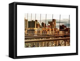 View of Brooklyn Bridge of the Watchtower Building at Sunset-Philippe Hugonnard-Framed Stretched Canvas