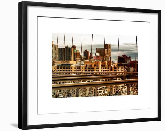 View of Brooklyn Bridge of the Watchtower Building at Sunset-Philippe Hugonnard-Framed Art Print