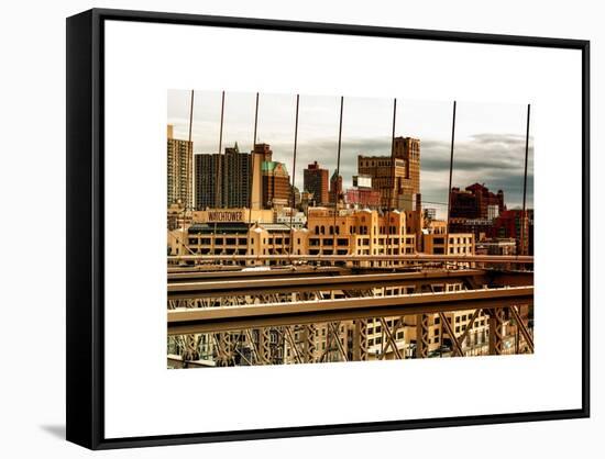 View of Brooklyn Bridge of the Watchtower Building at Sunset-Philippe Hugonnard-Framed Stretched Canvas