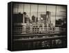 View of Brooklyn Bridge of the Watchtower Building-Philippe Hugonnard-Framed Stretched Canvas