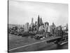 View of Brooklyn Bridge with New York City Skyline in Background-null-Stretched Canvas