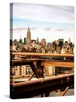 View of Brooklyn Bridge with the Empire State Buildings-Philippe Hugonnard-Stretched Canvas