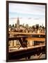 View of Brooklyn Bridge with the Empire State Buildings-Philippe Hugonnard-Framed Photographic Print