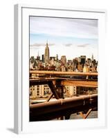 View of Brooklyn Bridge with the Empire State Buildings-Philippe Hugonnard-Framed Photographic Print