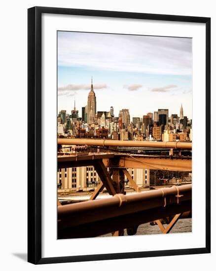 View of Brooklyn Bridge with the Empire State Buildings-Philippe Hugonnard-Framed Photographic Print