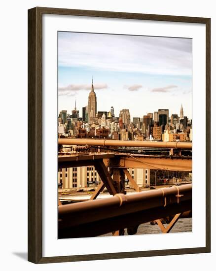 View of Brooklyn Bridge with the Empire State Buildings-Philippe Hugonnard-Framed Photographic Print