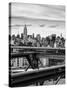 View of Brooklyn Bridge with the Empire State Buildings-Philippe Hugonnard-Stretched Canvas