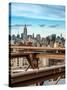 View of Brooklyn Bridge with the Empire State Buildings-Philippe Hugonnard-Stretched Canvas