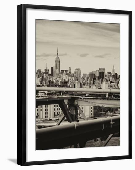 View of Brooklyn Bridge with the Empire State Buildings-Philippe Hugonnard-Framed Photographic Print